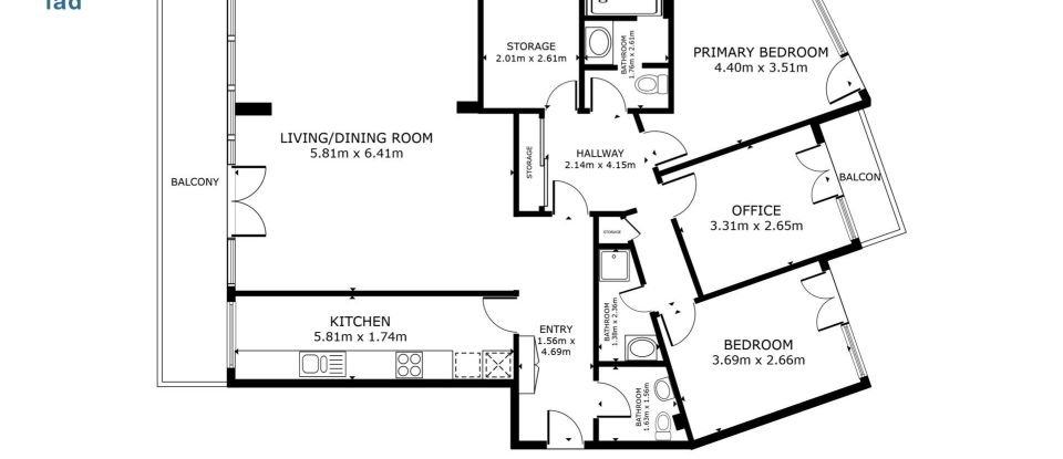 Apartment 5 rooms of 103 m² in Paris (75011)
