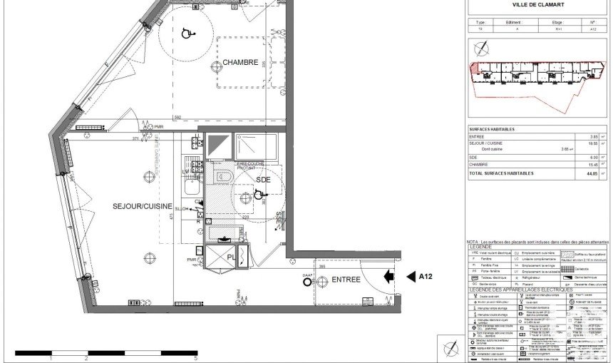 Apartment 2 rooms of 49 m² in Clamart (92140)