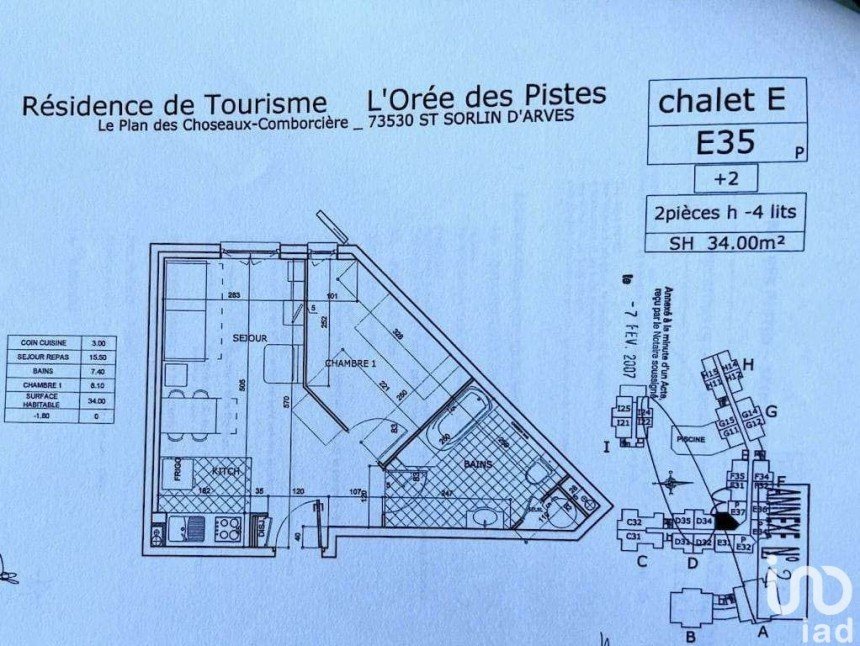 Appartement 3 pièces de 34 m² à Saint-Sorlin-d'Arves (73530)