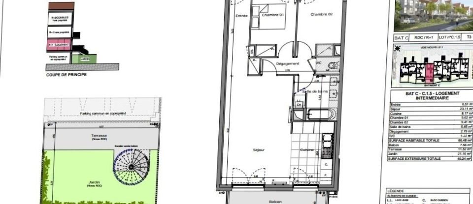 Appartement 3 pièces de 66 m² à Cabourg (14390)