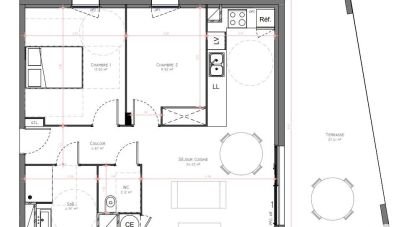 Appartement 3 pièces de 58 m² à Uzès (30700)