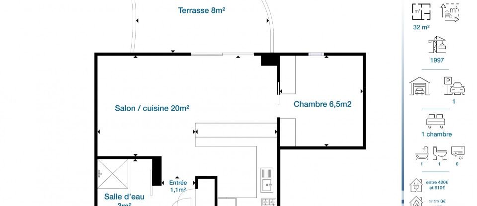 Apartment 2 rooms of 32 m² in La Ciotat (13600)