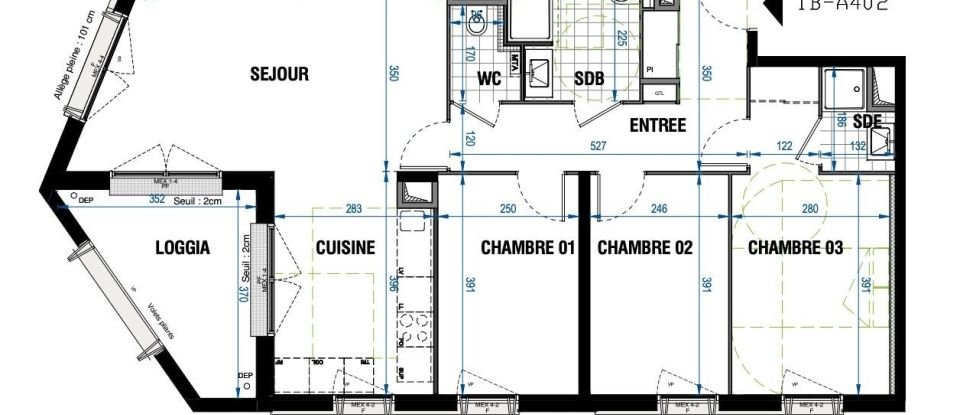 Apartment 4 rooms of 83 m² in Bordeaux (33800)