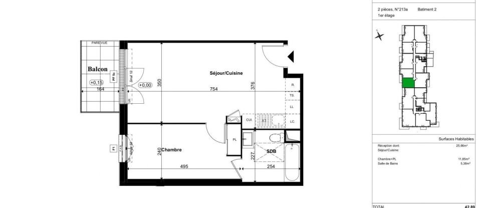 Appartement 2 pièces de 43 m² à Plaisir (78370)