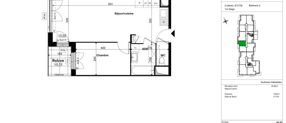 Appartement 2 pièces de 42 m² à Plaisir (78370)