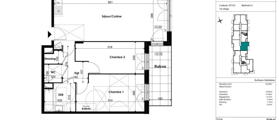 Apartment 3 rooms of 70 m² in Plaisir (78370)