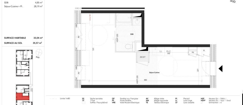 Apartment 1 room of 33 m² in Aix-les-Bains (73100)
