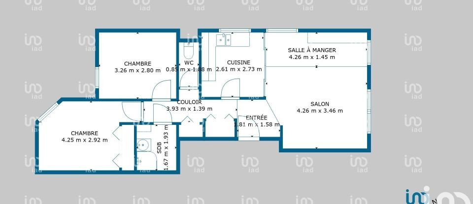 Apartment 3 rooms of 60 m² in Bagnolet (93170)