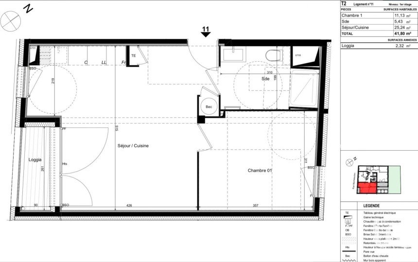 Appartement 2 pièces de 41 m² à Lyon (69007)