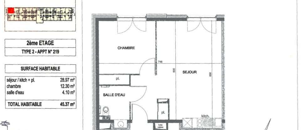 Appartement 2 pièces de 45 m² à Mérignac (33700)