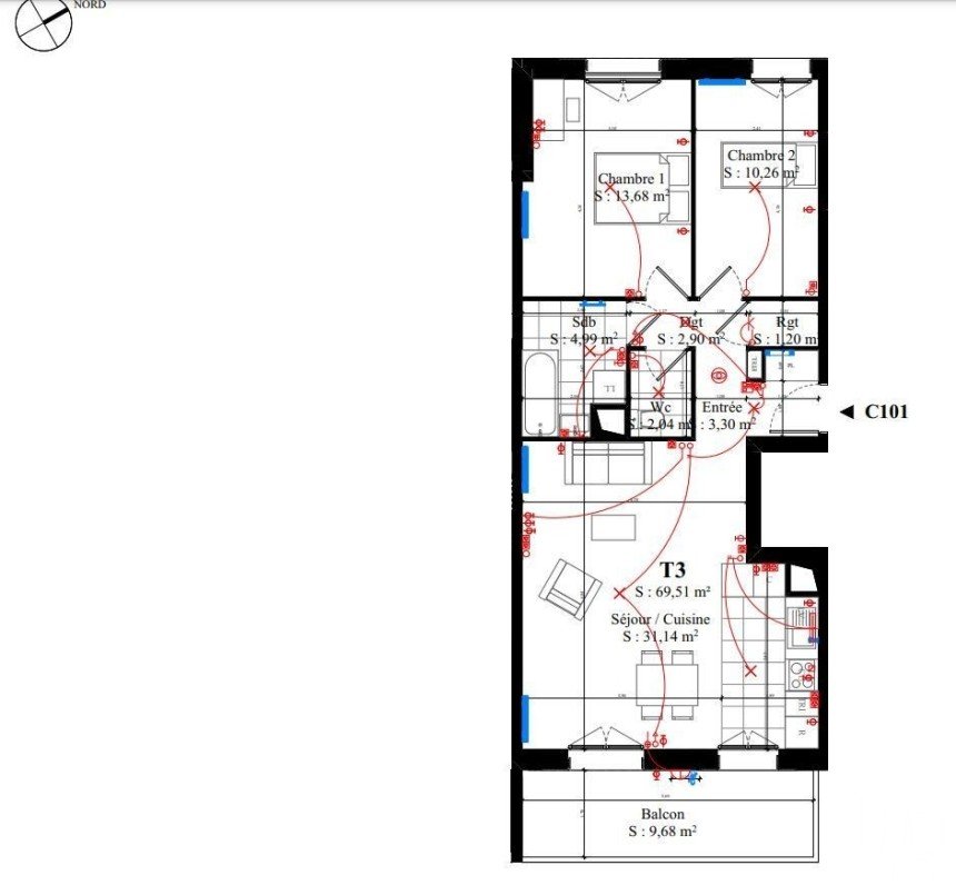 Appartement 3 pièces de 70 m² à Rungis (94150)