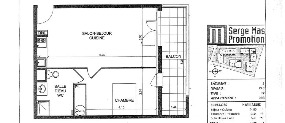 Appartement 2 pièces de 43 m² à Toulouse (31100)