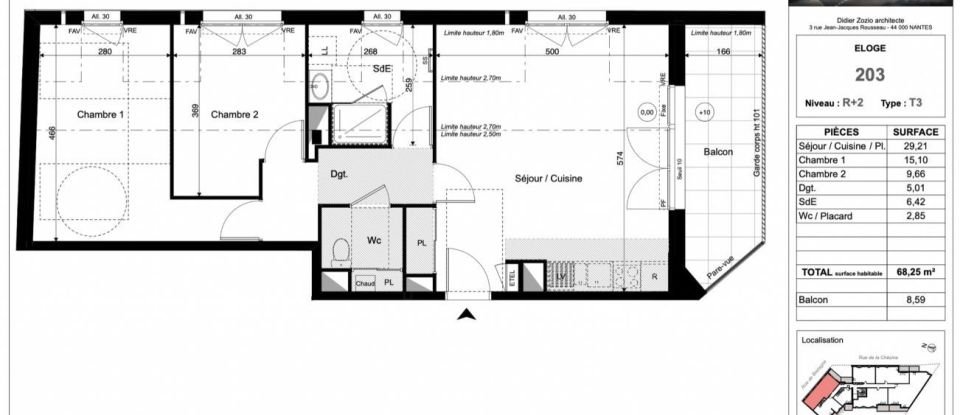 Appartement 3 pièces de 68 m² à Sautron (44880)