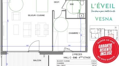 Appartement 2 pièces de 52 m² à Annecy-le-Vieux (74940)