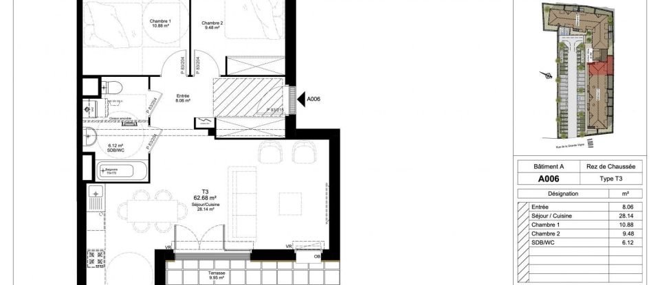 Apartment 3 rooms of 62 m² in Le Fenouiller (85800)