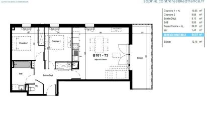 Apartment 3 rooms of 65 m² in Biscarrosse (40600)
