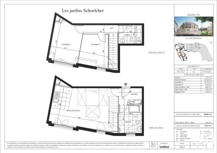 Appartement 3 pièces de 69 m² à Houilles (78800)