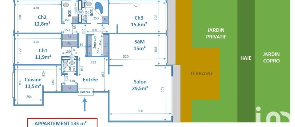 Apartment 5 rooms of 133 m² in Sèvres (92310)