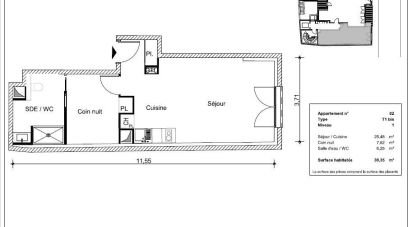Appartement 1 pièce de 39 m² à Paris (75020)