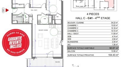 Appartement 4 pièces de 90 m² à Annecy (74000)