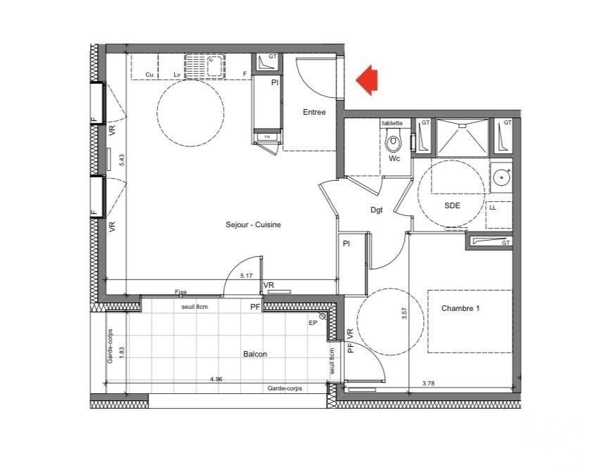 Appartement 2 pièces de 49 m² à Grenoble (38000)