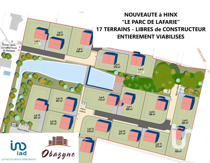 Land of 645 m² in Hinx (40180)