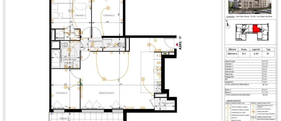 Appartement 4 pièces de 88 m² à Les Clayes-sous-Bois (78340)