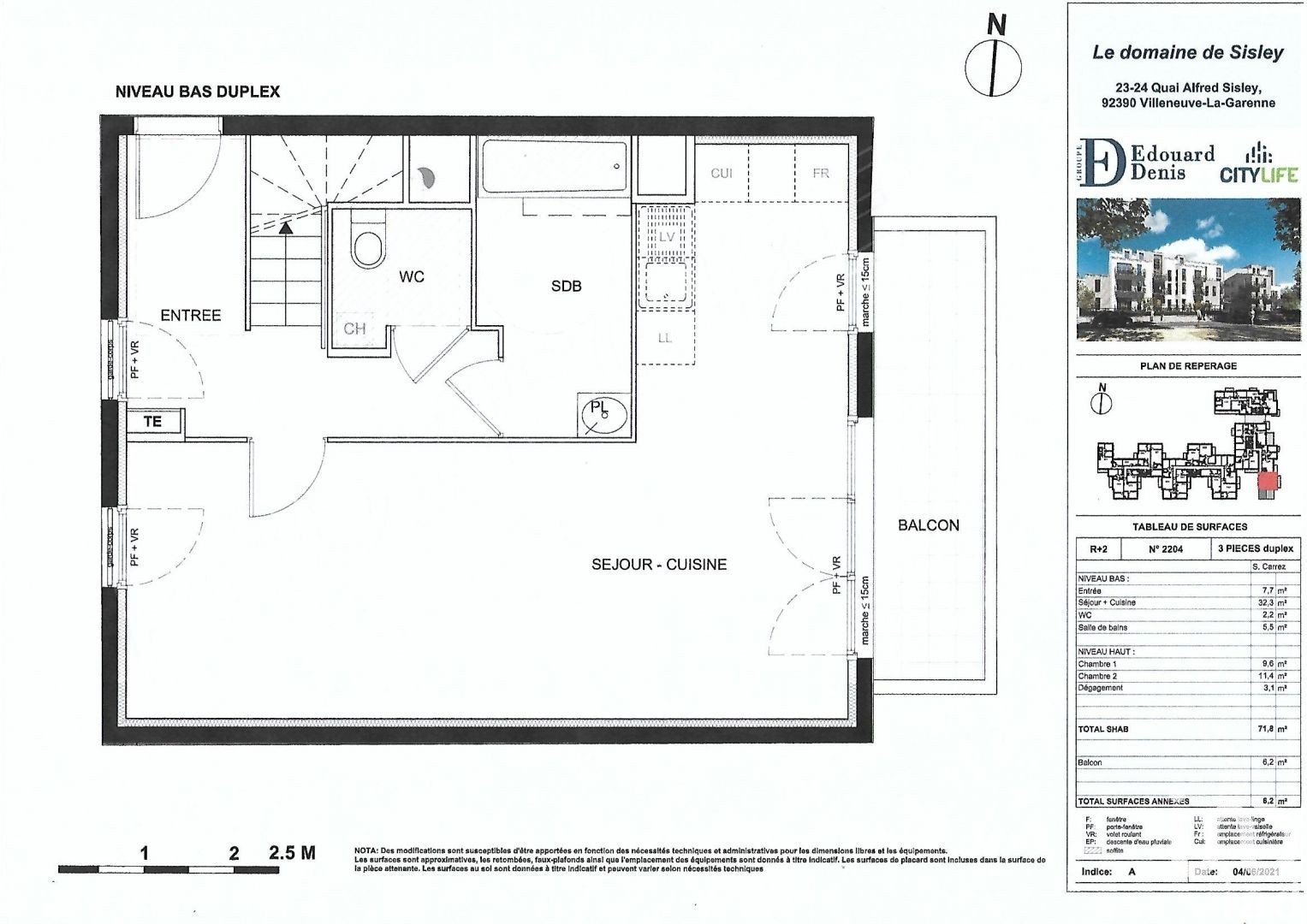 Appartement a louer villeneuve-la-garenne - 3 pièce(s) - 71 m2 - Surfyn