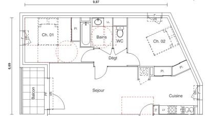 Appartement 3 pièces de 65 m² à Castelginest (31780)