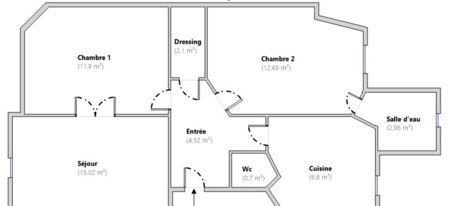 Appartement 3 pièces de 57 m² à Clichy (92110)