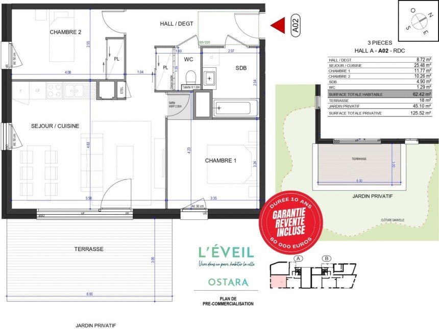 Appartement 3 pièces de 62 m² à Annecy-le-Vieux (74940)