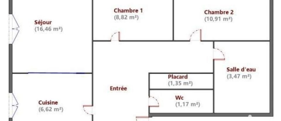 Apartment 3 rooms of 57 m² in Combs-la-Ville (77380)