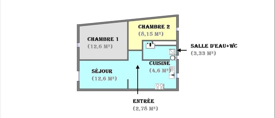 Appartement 3 pièces de 44 m² à Vincennes (94300)