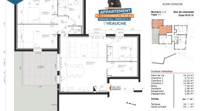 Apartment 4 rooms of 87 m² in Veauche (42340)