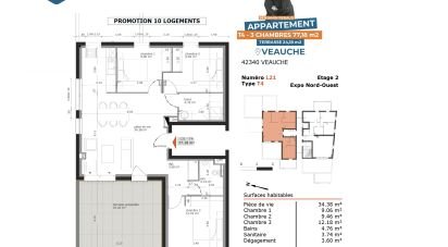 Apartment 4 rooms of 77 m² in Veauche (42340)