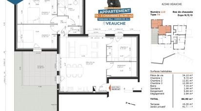Appartement 4 pièces de 86 m² à Veauche (42340)