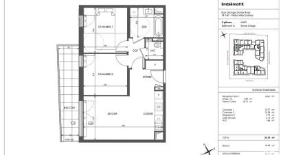 Appartement 3 pièces de 55 m² à Vélizy-Villacoublay (78140)