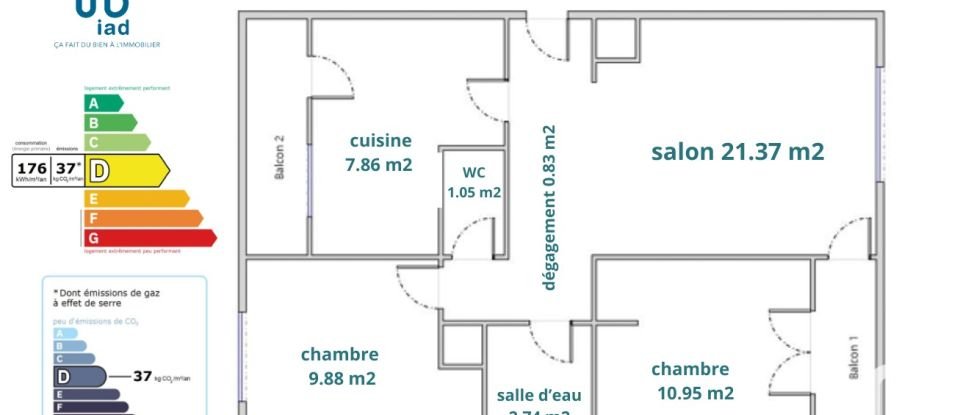 Apartment 3 rooms of 55 m² in Toulouse (31400)