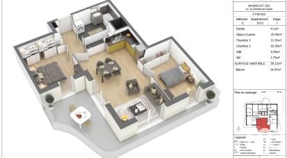 Appartement 3 pièces de 59 m² à Bagnolet (93170)