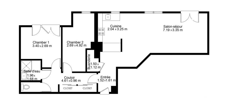 Apartment 4 rooms of 71 m² in Rezé (44400)