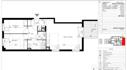 Apartment 3 rooms of 69 m² in Villeurbanne (69100)