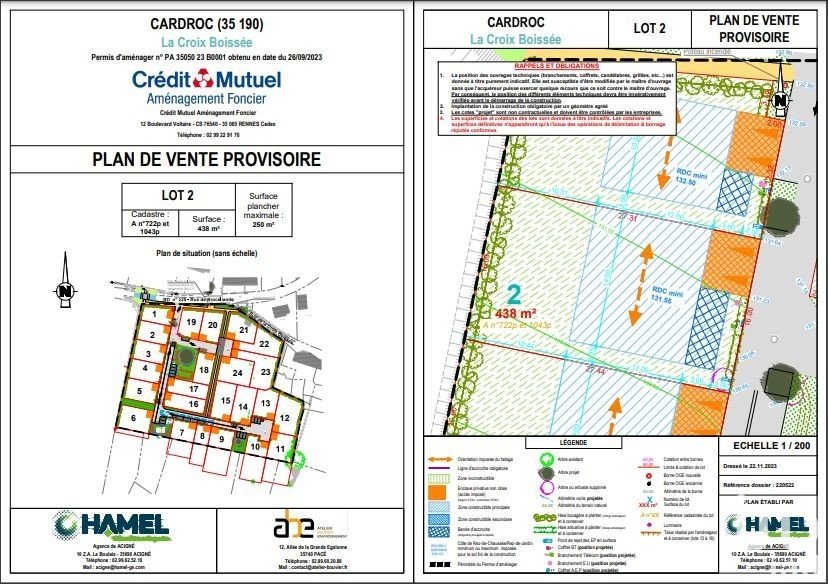 Land of 438 m² in Cardroc (35190)
