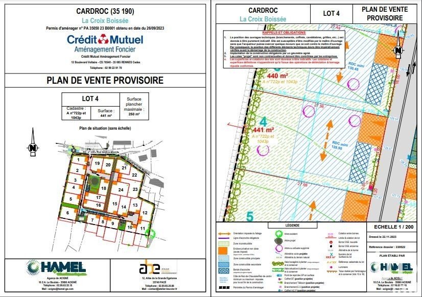 Land of 441 m² in Cardroc (35190)