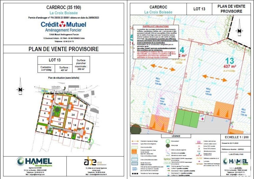 Land of 437 m² in Cardroc (35190)