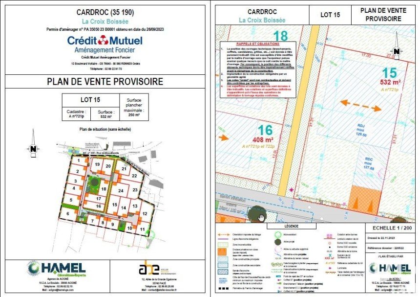 Land of 532 m² in Cardroc (35190)