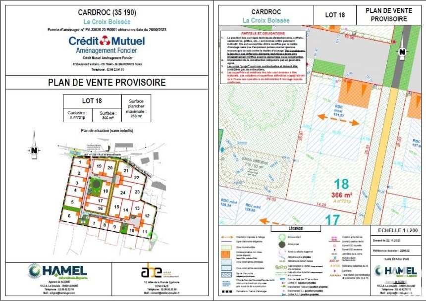 Land of 366 m² in Cardroc (35190)
