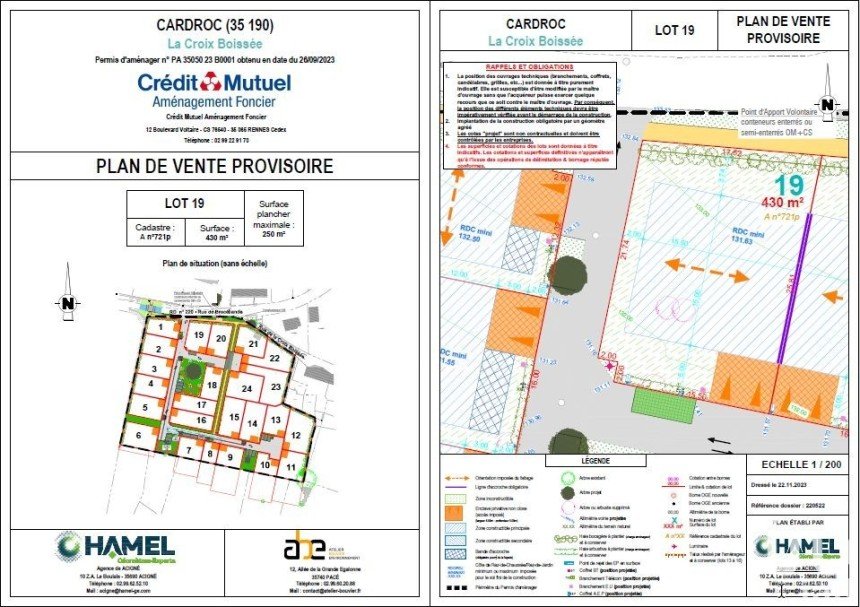 Land of 430 m² in Cardroc (35190)