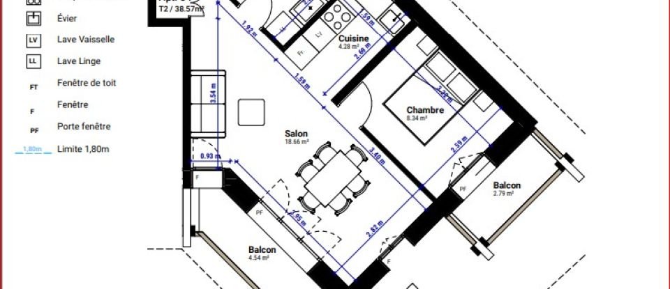 Appartement 2 pièces de 39 m² à LES DEUX-ALPES (38860)