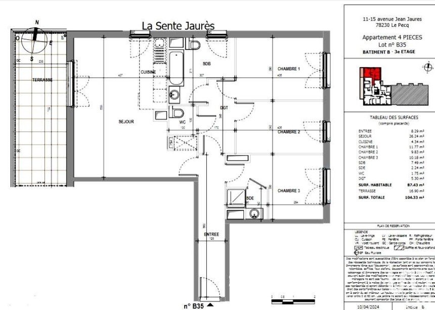 Appartement 4 pièces de 87 m² à Le Pecq (78230)