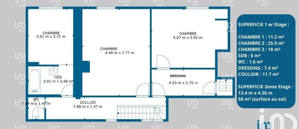 Town house 4 rooms of 115 m² in Tours (37100)